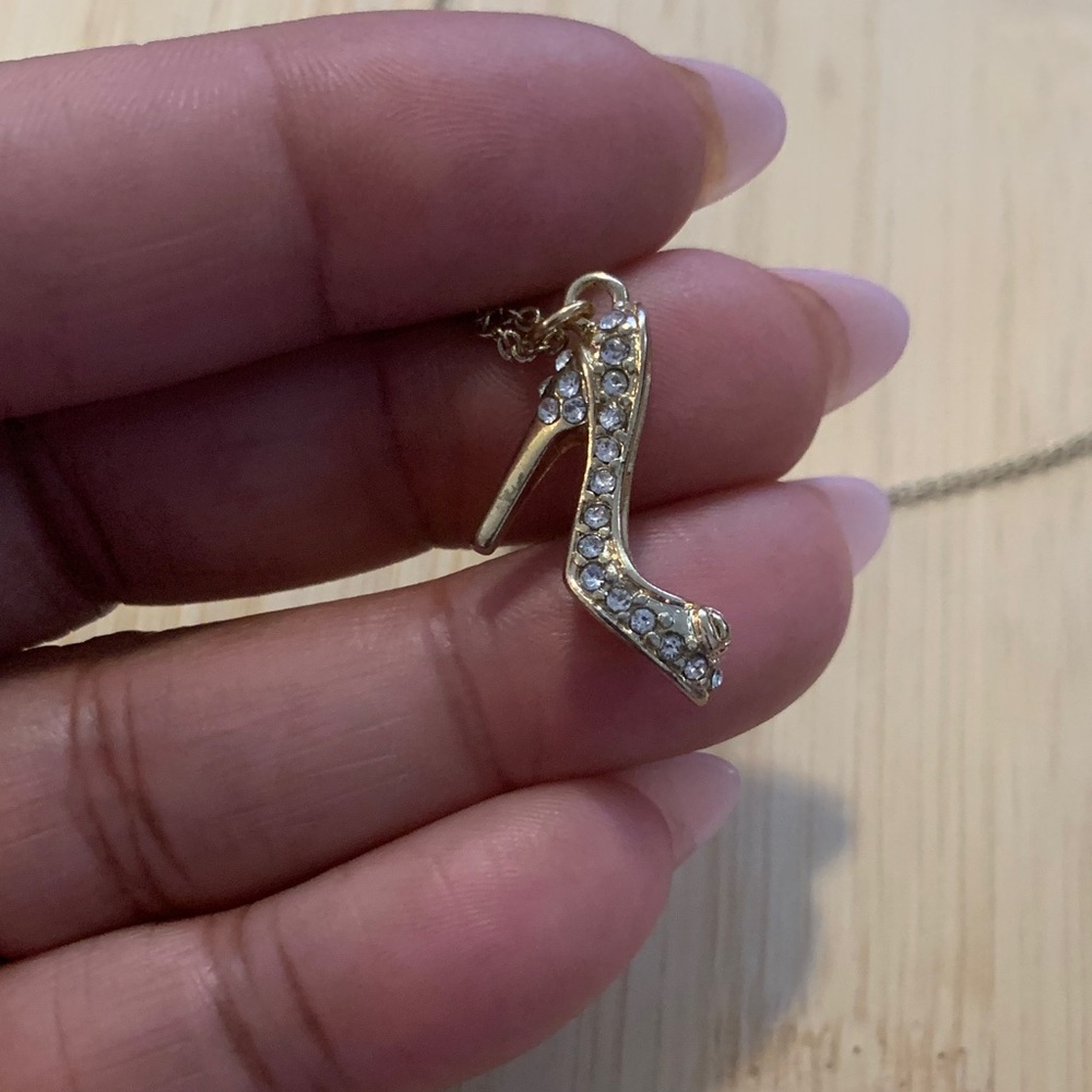 Sparkly Gold High Heel Pendant Necklace